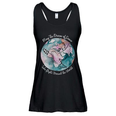 World Peace Gift Peace And Love Dove May Peace Take Flight Ladies Essential Flowy Tank