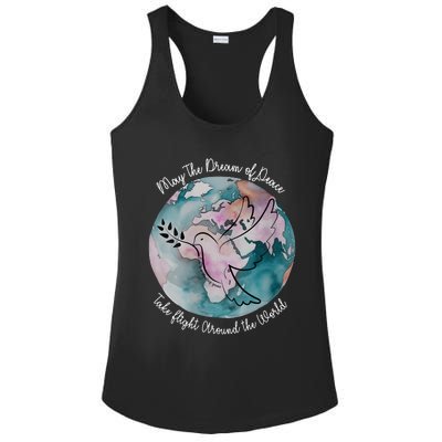 World Peace Gift Peace And Love Dove May Peace Take Flight Ladies PosiCharge Competitor Racerback Tank