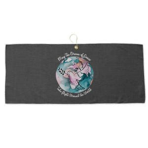 World Peace Gift Peace And Love Dove May Peace Take Flight Large Microfiber Waffle Golf Towel