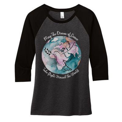 World Peace Gift Peace And Love Dove May Peace Take Flight Women's Tri-Blend 3/4-Sleeve Raglan Shirt