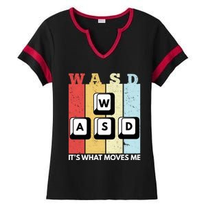 Wasd Pc Gamer Pc Master Race Retro Video Game Wasd Cute Gift Ladies Halftime Notch Neck Tee