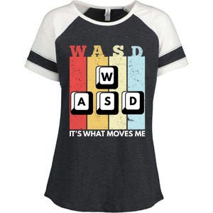 Wasd Pc Gamer Pc Master Race Retro Video Game Wasd Cute Gift Enza Ladies Jersey Colorblock Tee