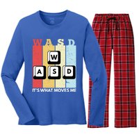 Wasd Pc Gamer Pc Master Race Retro Video Game Wasd Cute Gift Women's Long Sleeve Flannel Pajama Set 