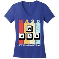 Wasd Pc Gamer Pc Master Race Retro Video Game Wasd Cute Gift Women's V-Neck T-Shirt