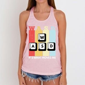 Wasd Pc Gamer Pc Master Race Retro Video Game Wasd Cute Gift Women's Knotted Racerback Tank