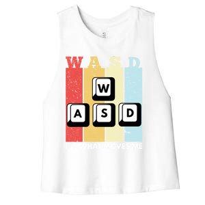 Wasd Pc Gamer Pc Master Race Retro Video Game Wasd Cute Gift Women's Racerback Cropped Tank