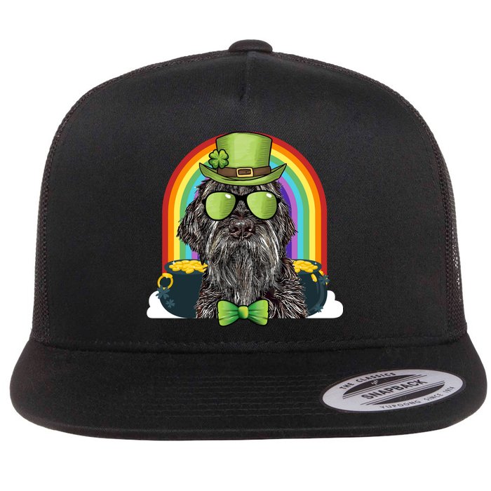Wirehaired Pointing Griffon Dog Funny St Patricks Day Gift Flat Bill Trucker Hat