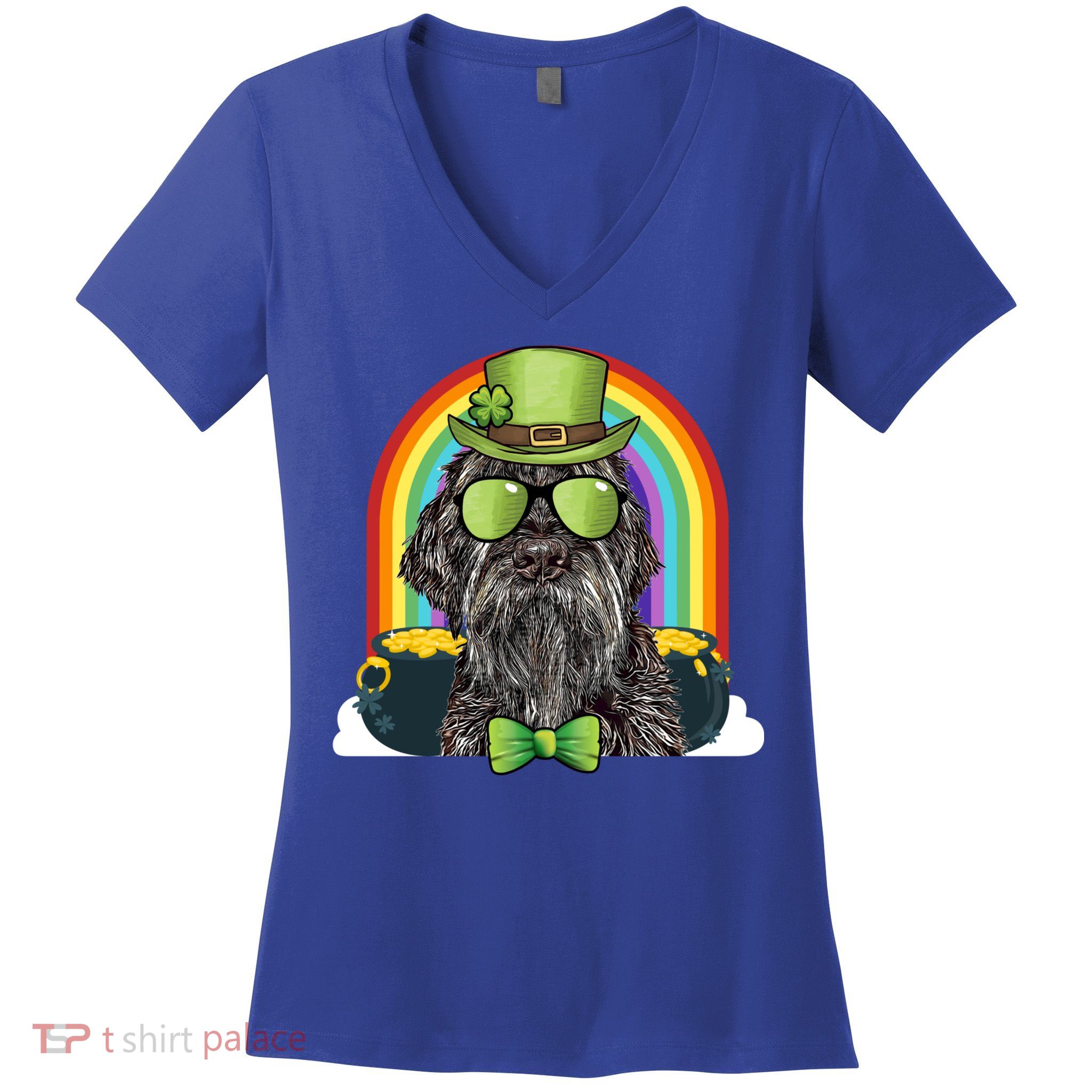 Wirehaired Pointing Griffon Dog Funny St Patricks Day Gift Women's V-Neck T-Shirt