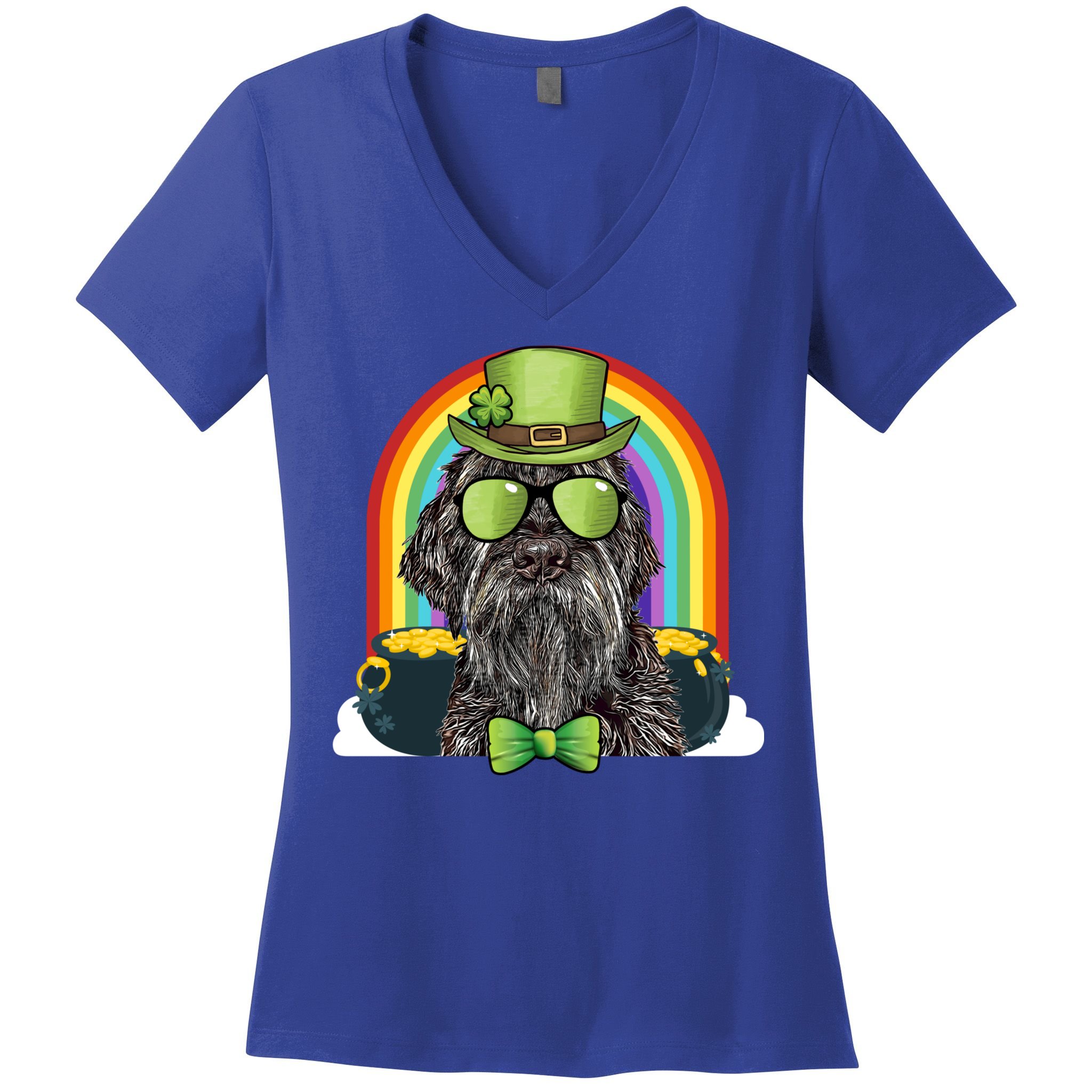 Wirehaired Pointing Griffon Dog Funny St Patricks Day Gift Women's V-Neck T-Shirt
