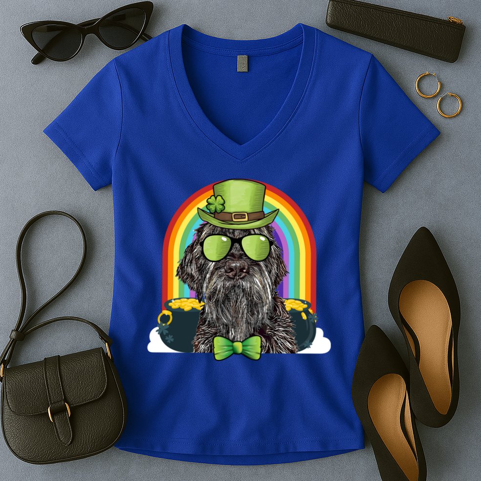 Wirehaired Pointing Griffon Dog Funny St Patricks Day Gift Women's V-Neck T-Shirt