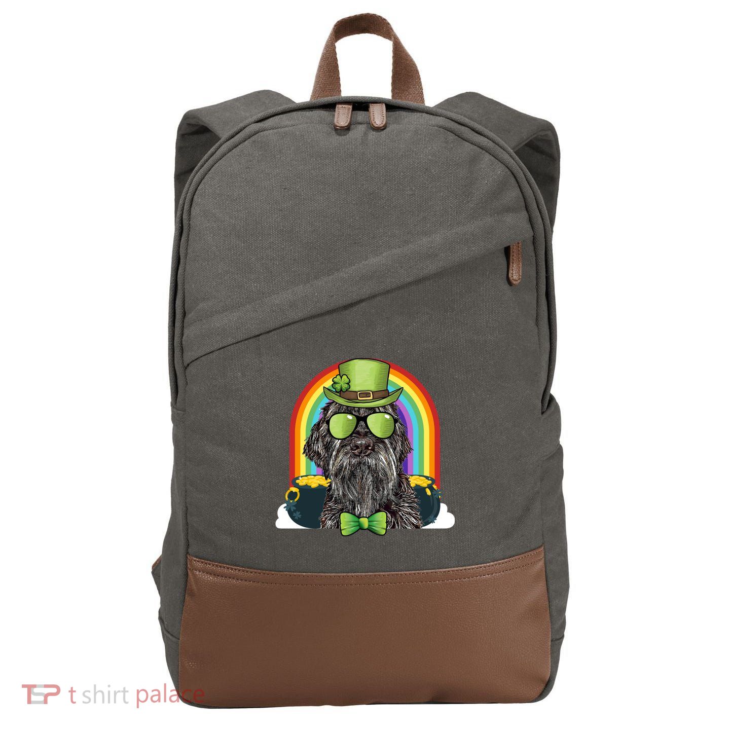 Wirehaired Pointing Griffon Dog Funny St Patricks Day Gift Cotton Canvas Backpack