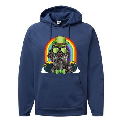 Wirehaired Pointing Griffon Dog Funny St Patricks Day Gift Performance Fleece Hoodie