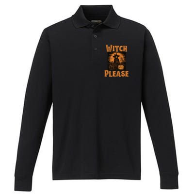 Witch Please Gift Performance Long Sleeve Polo