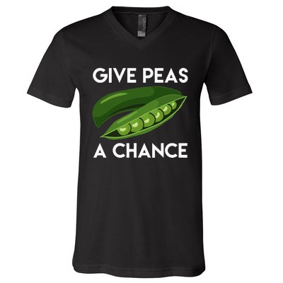 World Peaspeace Give Peas A Chance Earth Day V-Neck T-Shirt