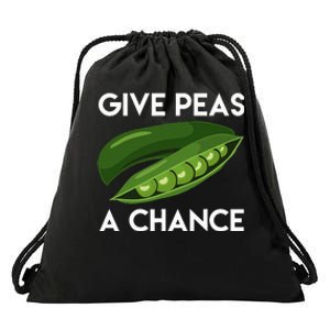 World Peaspeace Give Peas A Chance Earth Day Drawstring Bag