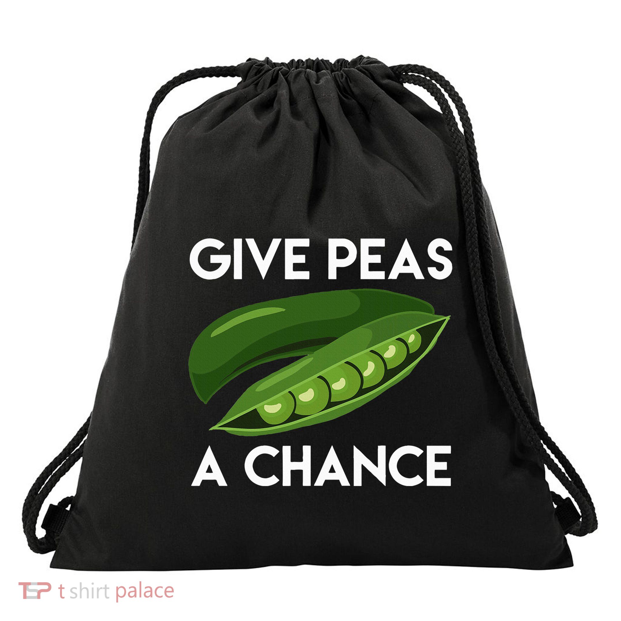 World Peaspeace Give Peas A Chance Earth Day Drawstring Bag