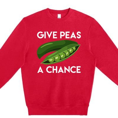 World Peaspeace Give Peas A Chance Earth Day Premium Crewneck Sweatshirt