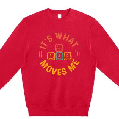 Wasd Pc Gamer Gifts Video Gaming Boy Vintage Gift Wo Premium Crewneck Sweatshirt