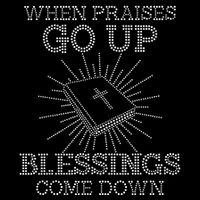 When Praises Go Up Blessings Come Down Bling Rhinestone God Drawstring Bag