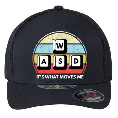 Wasd Pc Gamer Retro Gaming ItS What Moves Me Pc Master Race Gift Flexfit Unipanel Trucker Cap