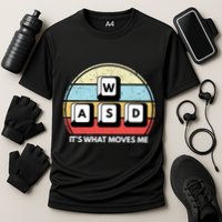 Wasd Pc Gamer Retro Gaming ItS What Moves Me Pc Master Race Gift Cooling Performance Crew T-Shirt