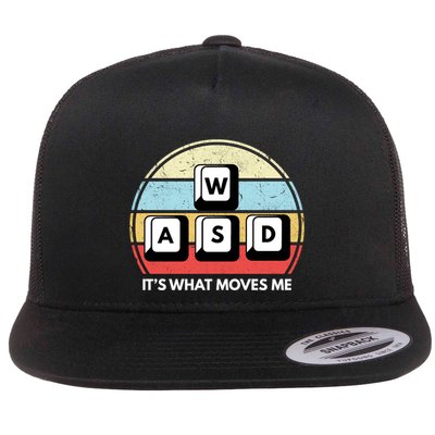 Wasd Pc Gamer Retro Gaming ItS What Moves Me Pc Master Race Gift Flatbill Hat