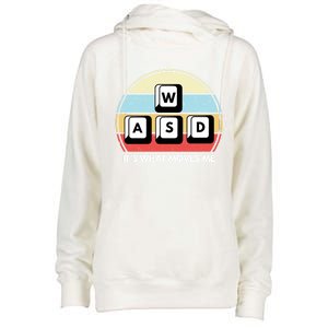 Wasd Pc Gamer Retro Gaming ItS What Moves Me Pc Master Race Gift Womens Funnel Neck Pullover Hood