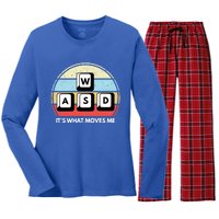 Wasd Pc Gamer Retro Gaming ItS What Moves Me Pc Master Race Gift Women's Long Sleeve Flannel Pajama Set 