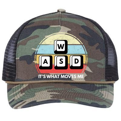 Wasd Pc Gamer Retro Gaming ItS What Moves Me Pc Master Race Gift Retro Rope Trucker Hat Cap