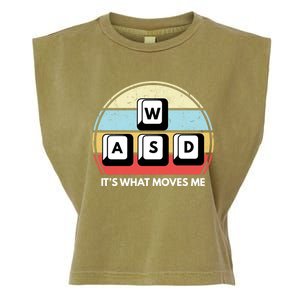 Wasd Pc Gamer Retro Gaming ItS What Moves Me Pc Master Race Gift Garment-Dyed Women's Muscle Tee