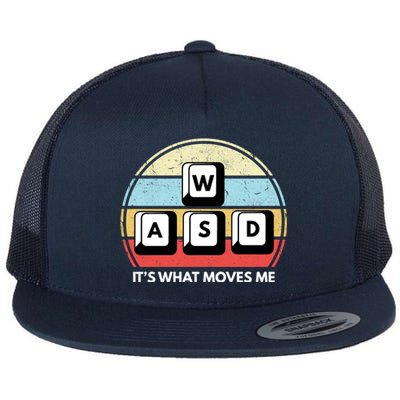 Wasd Pc Gamer Retro Gaming ItS What Moves Me Pc Master Race Gift Flat Bill Trucker Hat