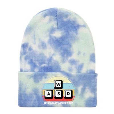 Wasd Pc Gamer Retro Gaming ItS What Moves Me Pc Master Race Gift Tie Dye 12in Knit Beanie