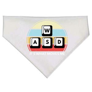 Wasd Pc Gamer Retro Gaming ItS What Moves Me Pc Master Race Gift USA-Made Doggie Bandana