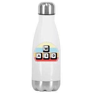 Wasd Pc Gamer Retro Gaming ItS What Moves Me Pc Master Race Gift Stainless Steel Insulated Water Bottle