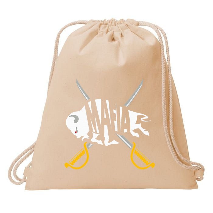 WNY Pride Gray White Yellow Buffalo Drawstring Bag