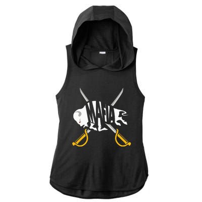 WNY Pride Gray White Yellow Buffalo Ladies PosiCharge Tri-Blend Wicking Draft Hoodie Tank