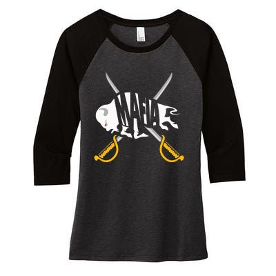 WNY Pride Gray White Yellow Buffalo Women's Tri-Blend 3/4-Sleeve Raglan Shirt