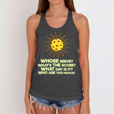 Womens Pickleball Gift Pickle Ball Player Pickleball Funny VNeck TShirt Women's Knotted Racerback Tank