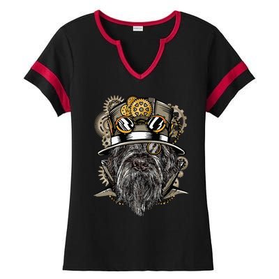 Wirehaired Pointing Griffon Dog Steampunk Ladies Halftime Notch Neck Tee