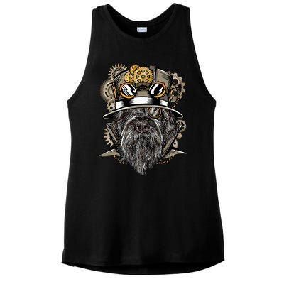 Wirehaired Pointing Griffon Dog Steampunk Ladies PosiCharge Tri-Blend Wicking Tank