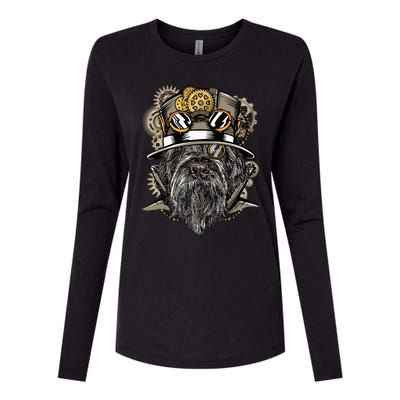 Wirehaired Pointing Griffon Dog Steampunk Womens Cotton Relaxed Long Sleeve T-Shirt