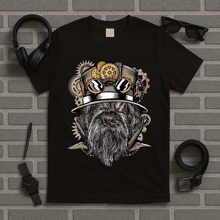 Wirehaired Pointing Griffon Dog Steampunk T-Shirt