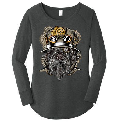 Wirehaired Pointing Griffon Dog Steampunk Women's Perfect Tri Tunic Long Sleeve Shirt