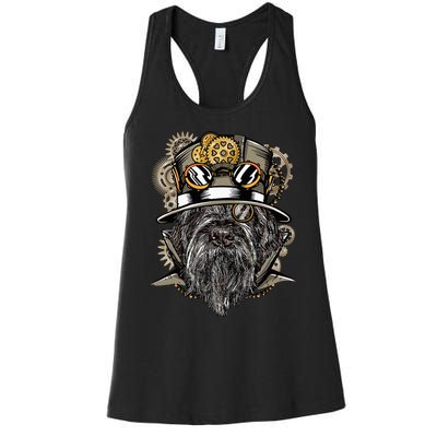 Wirehaired Pointing Griffon Dog Steampunk Women's Racerback Tank