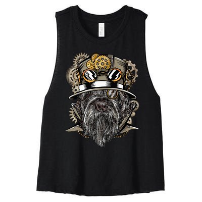 Wirehaired Pointing Griffon Dog Steampunk Women's Racerback Cropped Tank