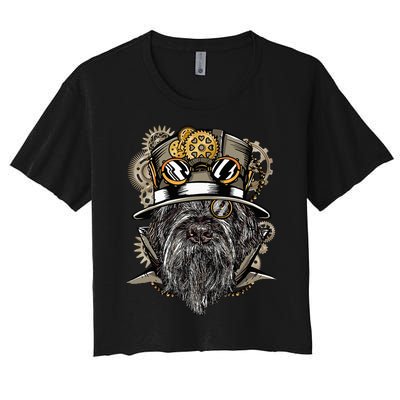 Wirehaired Pointing Griffon Dog Steampunk Women's Crop Top Tee