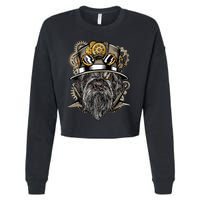 Wirehaired Pointing Griffon Dog Steampunk Cropped Pullover Crew