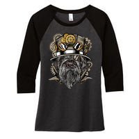 Wirehaired Pointing Griffon Dog Steampunk Women's Tri-Blend 3/4-Sleeve Raglan Shirt