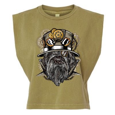 Wirehaired Pointing Griffon Dog Steampunk Garment-Dyed Women's Muscle Tee