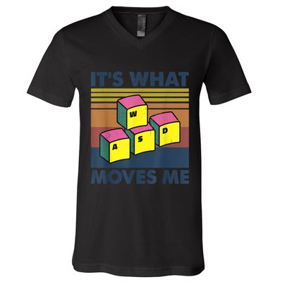 WASD PC Gamer Gifts Video Gaming Boy Men Vintage Gift V-Neck T-Shirt